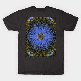 Blue Sky and Fall Foliage Textile Pattern T-Shirt